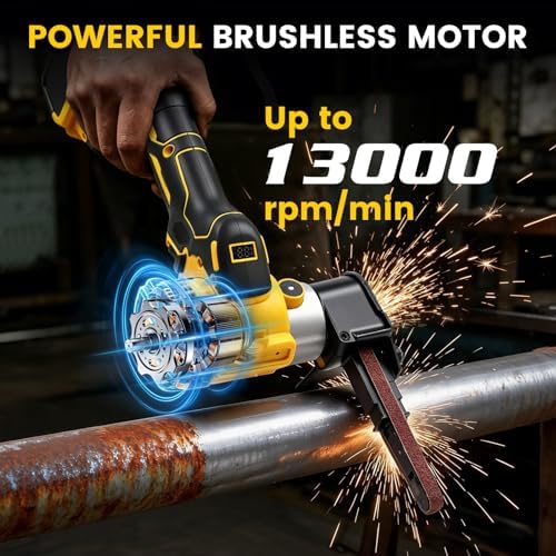 Cordless Detail Band file Sander Compatible with DEWALT 20V MAX Battery (Tool Only),120° Rotatable Head, LED Display, 3/8"x13" Belt, for Woodworking, Paint & Metal Rust Removal, DIY