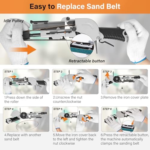 3/4" x 20.5" Air Belt Sander, Mini Belt Sander for Woodworking/Metal Working, 2 Belts (80/100#), Industrial Pneumatic Tool