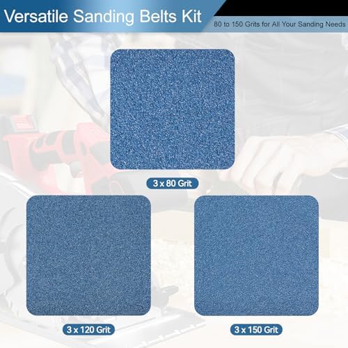 6x48 Inch Sanding Belts 9 Pcs 3 Grits Sizes (3 Each of 80/120/150 Grits) Heavy Duty Belt Sander Zirconia Belt Sander Paper for Wood, Metal, Stainless Steel, Cars, and Furniture
