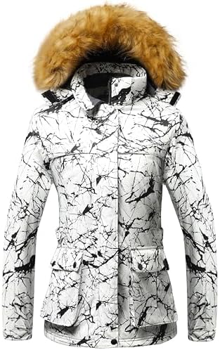 Wantdo Women's Waterproof Ski Jacket Windproof Winter Snow Coat Mountain Snowboarding Jackets Outdoor Fleece Parka