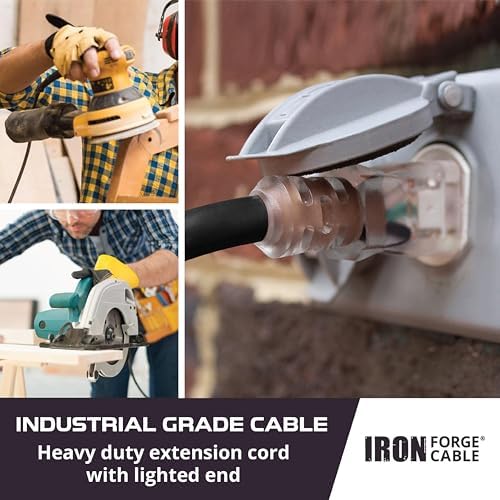 Iron Forge Cable 10 Gauge Extension Cord Heavy Duty, 10 Ft - Black SJTW