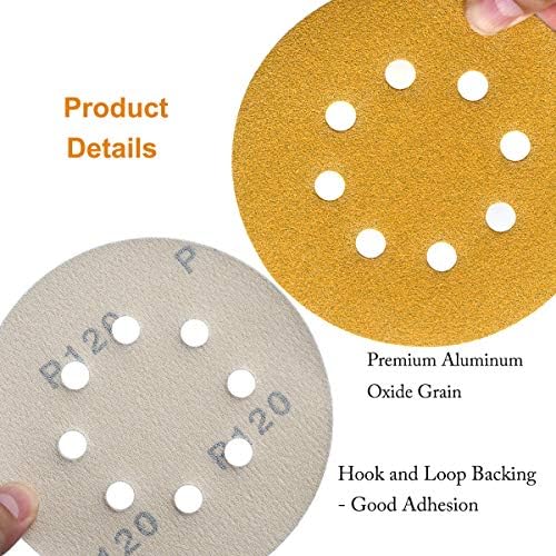 5-Inch 8-Hole Hook and Loop Sanding Discs 120-Grit, 200-Pack