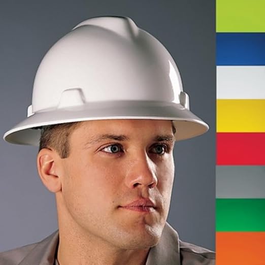 MSA 477477 V-Gard Cap Style Safety Hard Hat With Fas-Trac III Ratchet Suspension | Polyethylene Shell, Superior Impact Protection, Self Adjusting Crown Straps - Small Size in White