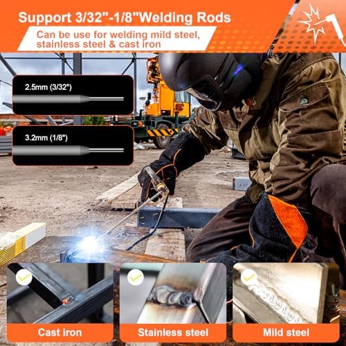 200A Stick Welder 110V, Mini Portable Inverter Welding Machine with Synergic Control, Digital Display, Hot Start, Arc Force, Anti-Stick - Includes Helmet,Gloves,20 Rods & Accessories