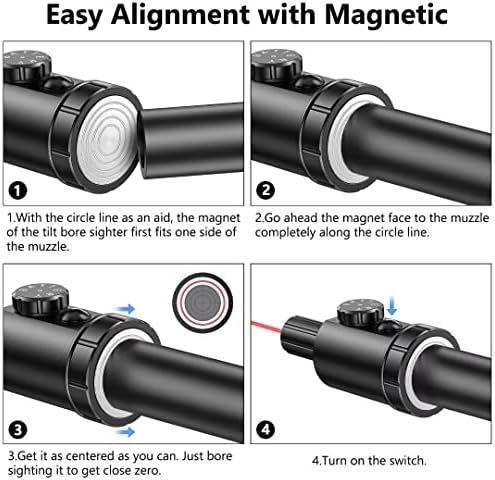 MidTen Magnetic Bore Sight, Red or Green Laser Bore Sight Kit Multiple Caliber, Professional Laser Bore Sighter Rifling Scratch Proof, Suitable for Sighting Scopes Hunting Magnetic Connection