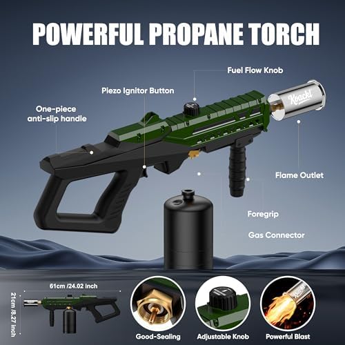 KOACKL 24" CSA Propane Torch 2372°F Adjustable Flame BBQ Camping Green