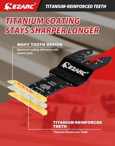 EZARC Titanium Oscillating Tool Blades, Oscillating Multitool Blades for Metal, Wood Nails, Screws Cutting, Plastic, 3 Pack