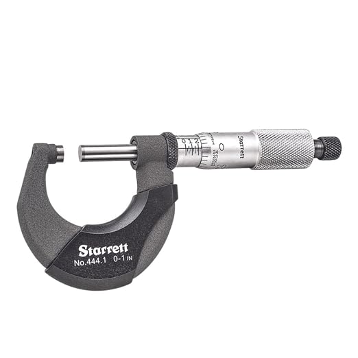 Starrett Outside Micrometer with Advanced Sleeve Design, Satin Chrome Finish and Insulated Frame - Quick and Easy Adjustment, 0-1" Range, .0001" Graduations - T444.1XRL-1