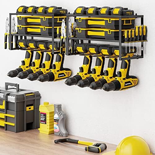 SPACECARE Power Tool Organizer- 2 Pack 3 Layers Rack for 8 Drill Holders