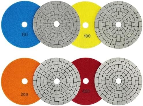 4PCS Electroplated Diamond Sanding Pad, 60#/100#/200#/400# Grit 6inch 150mm Grinding Disc Hook and Loop Backing for Stone Tile Glass Trimming & Metal Polishing & Wood Sanding