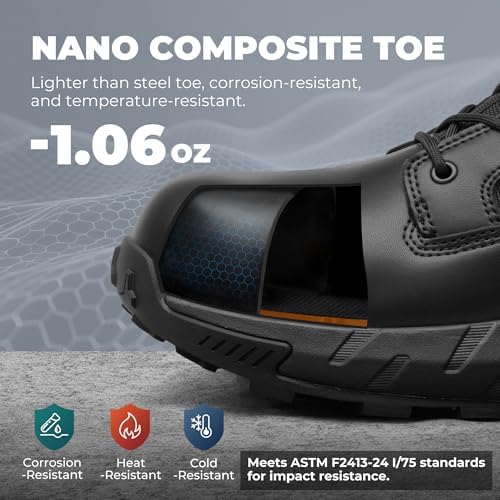NORTIV 8 Men's Composite Toe Work Boots Side Zipper