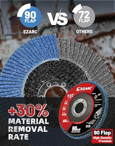 EZARC Zirconia Flap Discs 60 Grit, 4-1/2 x 7/8-Inch, Type 29, 12-Pack