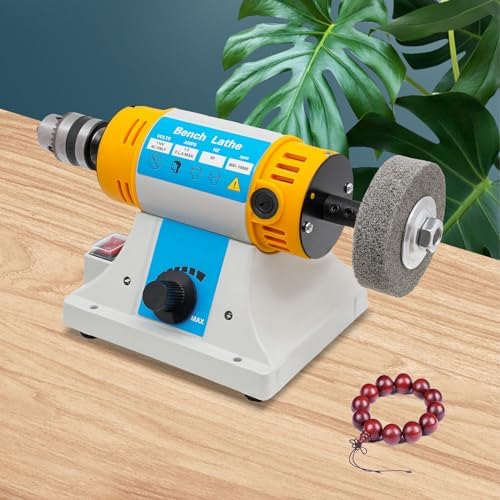Jewelry Polisher, Stepless Speed Regulation Bench Buffer Grinder Polishing & Buffing Machine Multi-Function Bench Buffer Polisher DIY Polishing Machine-Fiber/Cloth/Emery Wheel-up to 10000rpm