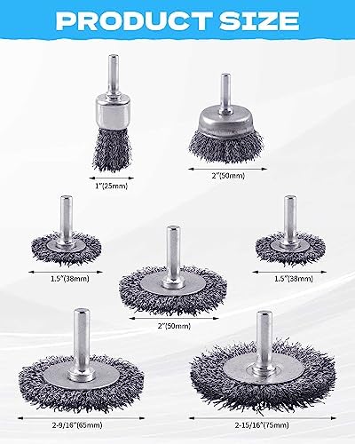 Rocaris 7 Pack Carbon Steel Wire Wheel Brush, Cup Brush Set