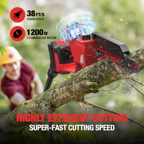 2-IN-1 Cordless 8-Inch Pole Saw & Chainsaw for Milwaukee M18 Battery - 1200W Brushless Motor, Total Reach of Max 15.9 FT, Lightweight, 8"&6"Electric Pole Saws for Tree Trimming Pruning (Tool Only)