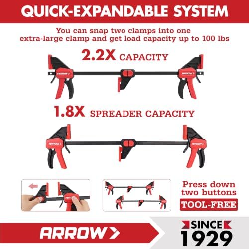 ARROW 6-Piece Mini Light-Duty 6"(2) & 6" Medium Duty (4) Bar Clamps Set