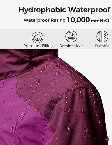 wantdo Girls' 3-in-1 Ski Jacket Windproof Winter Coat Hooded Raincoat