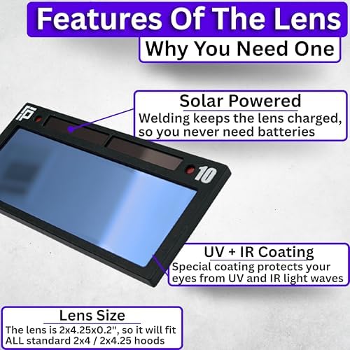 The Heir Single 2.0 | Shade 11 Blue Auto Darkening Welding Lens | 20A TIG Rating - No Flashing | 2" X 4.25" X 0.2" | Blue Welding Lens - TrueColor Puddle | Ridge Products Royal Series 2.0