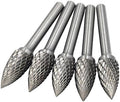 5Pcs,1/2 Dia.Solid Carbide Taper Round Tip Cone Burrs Heavy DutyTungsten Grinding Cutting Heads Chamfering Abrasion Industrial Deburring Rotary Tools for Oblong Slots Holes