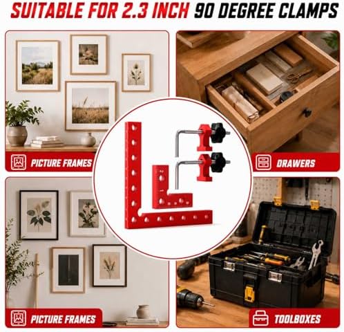 8Pack Corner Clamps for Woodworking, 90 Degree Clamp, 5.5" x 5.5"& 2.3" x 2.3" Aluminum Alloy Right Angle square Tool for Frames, Drawers, Screens, and Picture Frames, for Husband