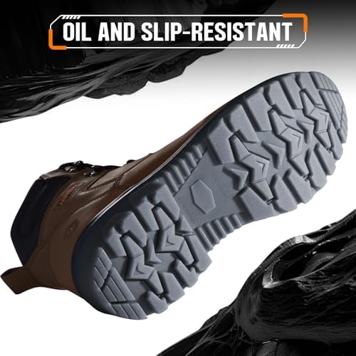 NINGO Waterproof Steel Toe Work Boots for Men, EH Rated, Puncture Proof