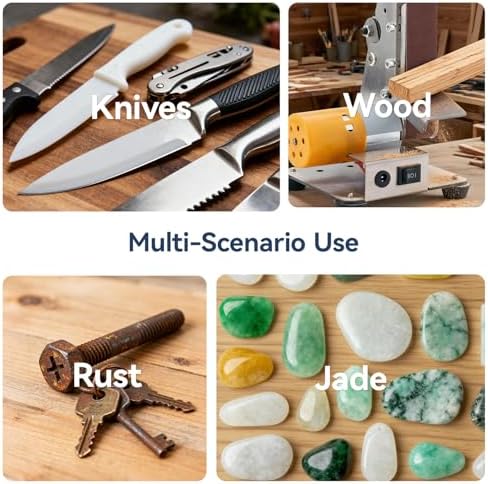 Mini Belt Sander, 3 IN 1 Electric Mini Grinder, 7 Adjustable Speed Belt Grinder, Bench Sander for DIY Metal Woodworking Knife