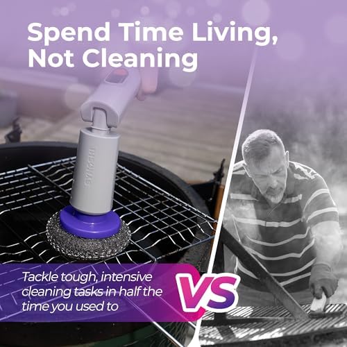Synoshi PRO Electric Spin Scrubber with Magic Sponge, Cone Round and Steel Brushes