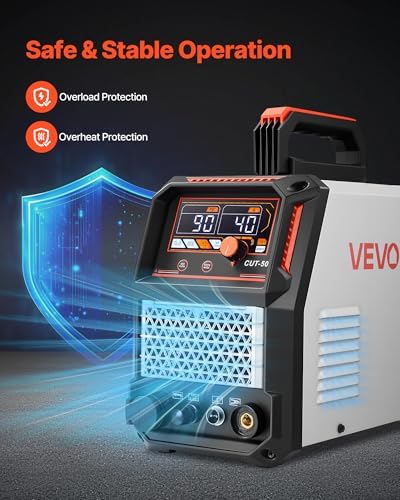 VEVOR Plasma Cutter, 50A Non-Touch Pilot Arc Plasma Cutting Machine, 110V/220V Dual Voltage Digital Display IGBT Inverter - with 2T/4T Function & Adjustable PA/PT Time for Home Repairs, Workshops