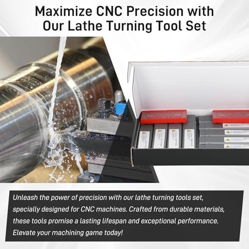 Indexable Lathe Turning Tool 27Pcs Kit 3/8'' 10mm Shank, 9Pcs Metal Lathe Tools Holder Set with 18Pcs Inserts, for Turning Grooving Threading Boring, Lathe Tooling with Reverse Tool Design