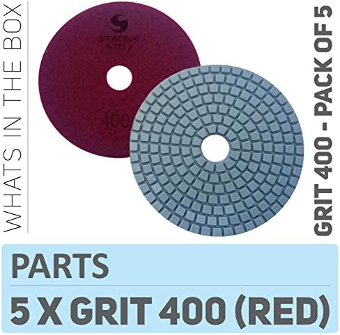 PPW140D Diamond Polishing Pads 4" For Concrete Terrazzo Stone Marble Granite Countertop Floor Wet Polishing, Grit 400 - Pack of 5
