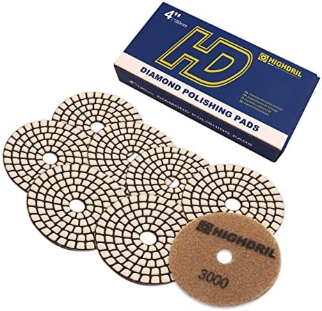 Dry Diamond Polishing Pads - 8pcs 4 inch #3000 Sanding Pads Kit for Granite Marble Ceramic Used on Angle Grinder or Polisher