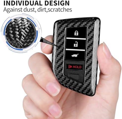 T-carbon Key Fob Cover Fits Acura MDX 2024 4 Buttons Smart Remote Keyless Accessories,Glass Fiber Key Case Protector Compatible with Acura Integra RDX RLX NSX ILX TLX TLX-L CDX 2022-2025 with Keychain