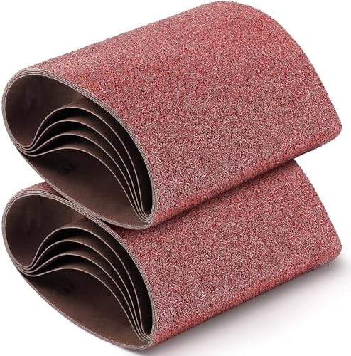 Demissle 10 Pack 8 x 19 Inch Floor Sanding Belt 24/36/60/80/120 Grit Heavy Duty Aluminum Oxide Cloth Sanding Belts Drum Floor Sander Sandpaper for Commercial and Residential Flooring