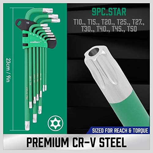 HORUSDY 37PCS Hex Key Allen Wrench Set, SAE & Metric Star Long Arm Ball End Hex Key Set, Industrial Grade Allen Wrench Set with Another Torque Handle