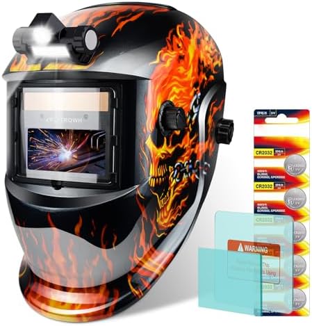 TRQWH Welding Helmet with Light True Color Auto Darkening Welding Helmets for Men Solar Powered Welding Hood with 2 Arc Sensor Wide Shade 4/9-13 for TIG MIG ARC Cool Welder Mask