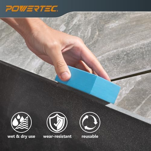 POWERTEC Diamond Hand Polishing Pads 200 Grits 1Pack, Diamond Sanding Block for Polishing and Grinding Porcelain, Ceramic Tile, Glass, Granite, Stone, Wood & Metal (71906)