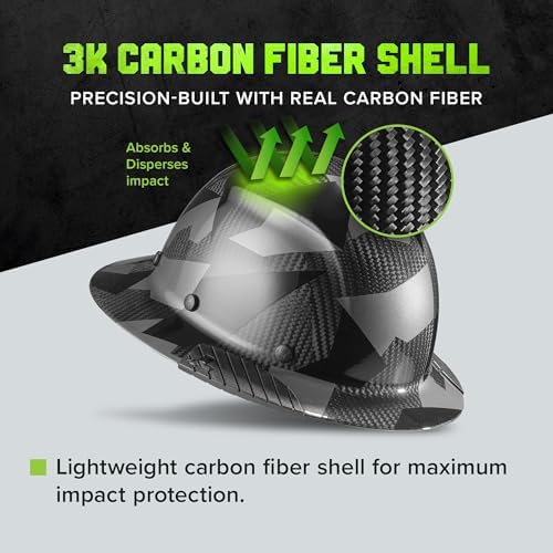 LIFT SAFETY Dax Carbon Fiber Full Brim Hard Hat | Safety/Construction Helmet w/ 6 Point Suspension for Comfort & Impact Protection