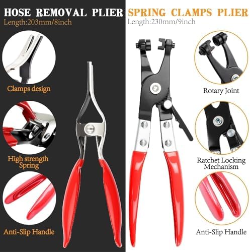 355PCS 17 Sizes Spring Band Hose Clamps Assortment with Two Pliers Tool