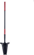 Root Slayer RS225 Long Handle Serrated Garden Shovel for Digging and Root Cutting, Fiberglass Shaft, Heavy Duty Steel Spade, Black