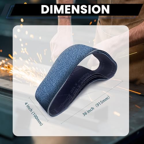 4x36 Inch Sanding Belts 12 Pcs (3 Grit, 4 Each of 80, 120, 150 Grits) Heavy Duty Belt Sander Zirconia Belt Sander Paper for Wood, Metal, Stainless Steel, Automotive, and Furniture