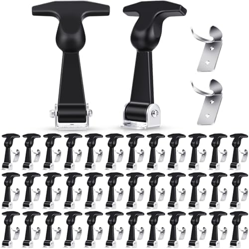 Mudder 40 Pcs Rubber Latches T-Handle Steel Brackets for Hood Cabinet | Elastic Rubber Strap, Stainless Steel Brackets, Flexible Hasp for Vehicle Engine Hood, Tool Box, Cabinet Secure