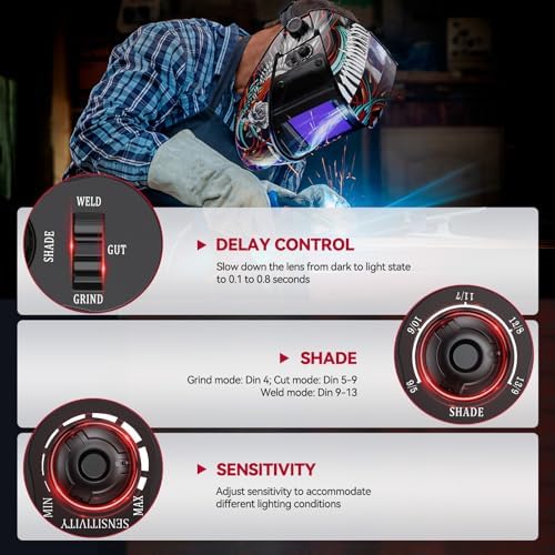ARCCAPTAIN Welding Helmet, 3.94"×3.66" Auto Darkening Welding Hood