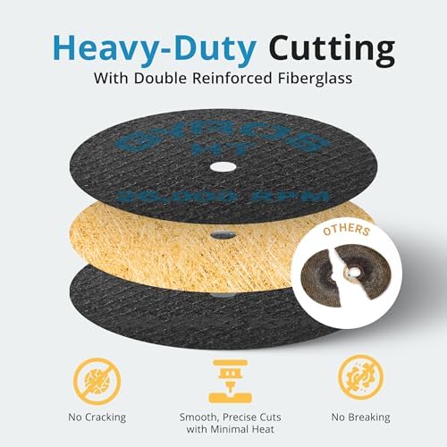 GYROS Cut-Off Wheels for Rotary Tools – 2.5” High-Tensile Fiberglass Reinforced, 12-Pack | Great for Cutting Hardened/Unhardened Steel, Steel Alloys, Hard Bronze, Metal | Made in USA 11-32250/12