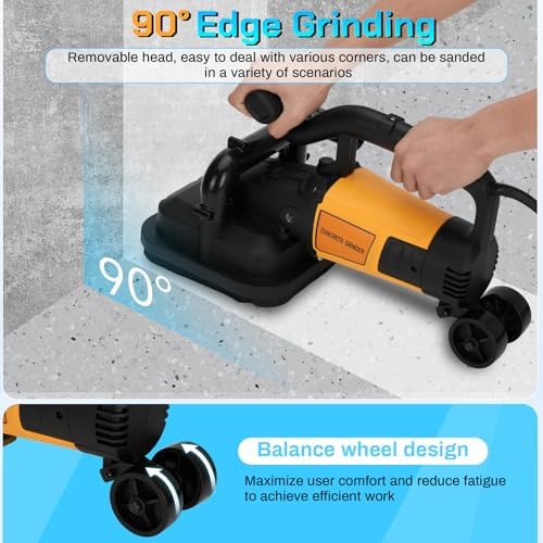 4-Head Electric Diamond Polisher Machine, 8" grinding diameters and 3pcs Diamond Grinding Wheels, 3800W Concrete Grinder for Polishing Stone Concrete Surface, Metal Descaling and Thinset Removing