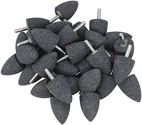 20Pc 1/4" Shank Brown Corundum Grinding Head Cone Shaped Grinding Wheel Abrasive Mounted Grinding Point Stone Rotary Tools Deburring Polishing -Diameter:30mm