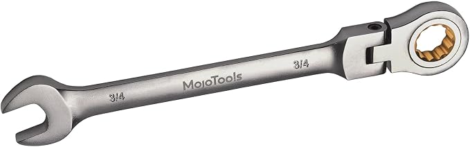 3/4 Inch Ratcheting Wrench | Flex-Head | Nickel-Gray Finish | 72-Tooth Cr-V Construction | Professional Mechanic Tool | SAE wrench