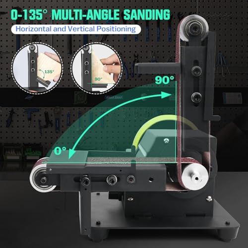 4-1 Mini Multi-functional Table Saw with Voltage LED Display and 7 Speed Adjustable, Mini Table Saw for Crafts with 10 Sanding Belts, 90° Adjustable Belt Sander, Dual Bench Grinder