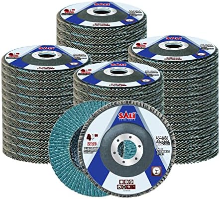 Sali 48 Pack Zirconia Flap Disc 60 Grit 4.5" x 7/8-Inch Sanding Disc Bevel Type #29 Premium and Industrial Grade Angle Grinder Grinding Wheel High Performance Edge Grinding