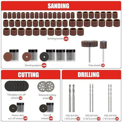 618PCS Rotary Tool Accessories Kit,Red