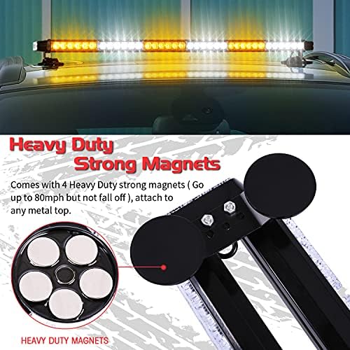 LINKITOM 37.5" 78 LED Strobe Flashing Light Bar Heavy Duty, Amber/White